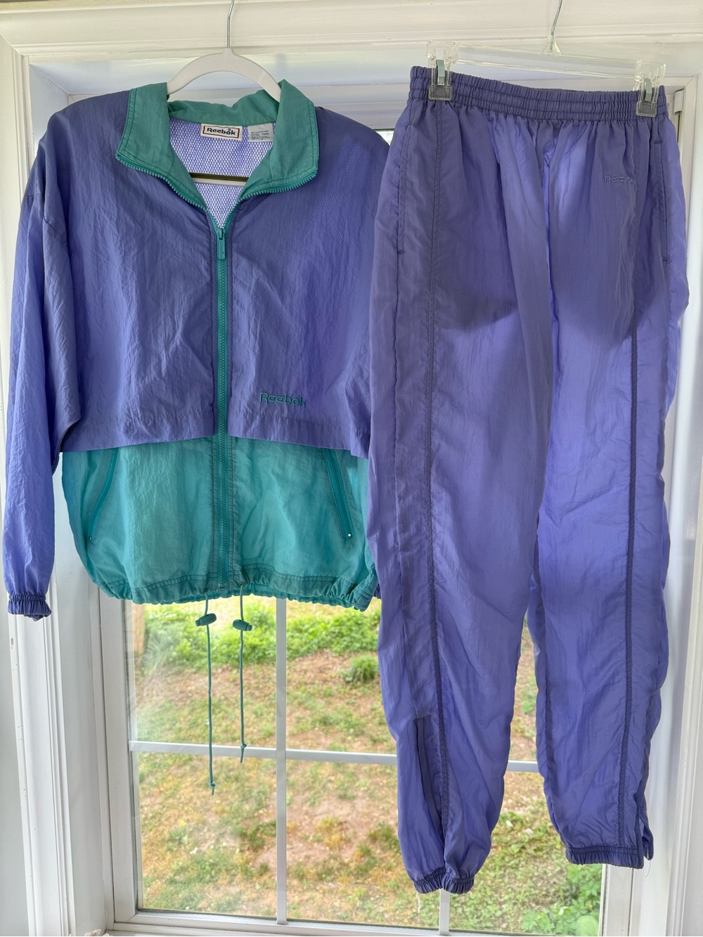 Reebok Purple and Teal Retro Windbreaker Jacket